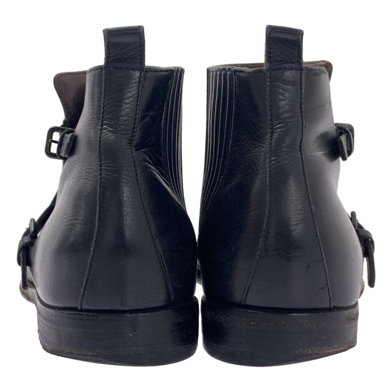Bottega Veneta | Side Gore Leather Short Boots | 42 1 2 | Black | Men's
