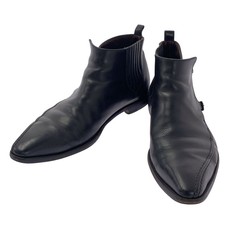 Bottega Veneta | Side Gore Leather Short Boots | 42 1 2 | Black | Men's