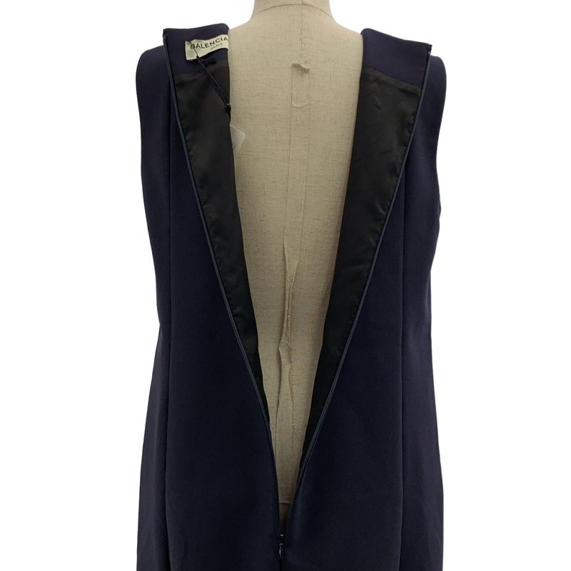[] Balenciaga | Cotton Back Zip Dress Fully Lined | 36 | Navy | Ladies