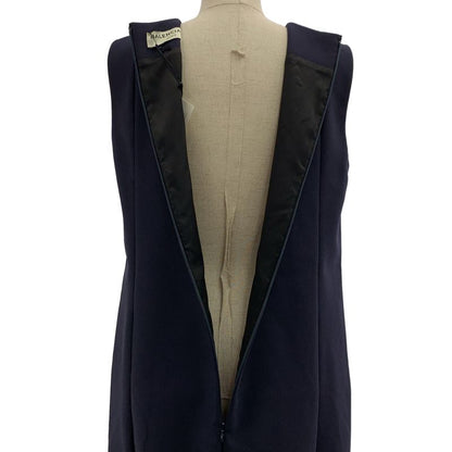 [] Balenciaga | Cotton Back Zip Dress Fully Lined | 36 | Navy | Ladies