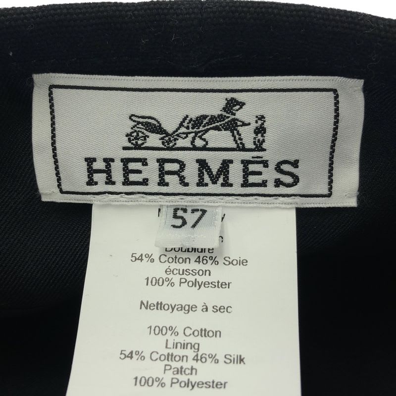 Hermes Saint Honore Hosey & Hoody Cotton Beret 57 Black Ladies