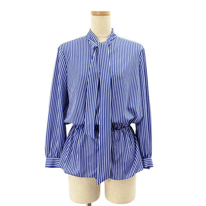 Balenciaga | Striped Tie Gathered Blouse Shirt | 34 | Blue White | Ladies