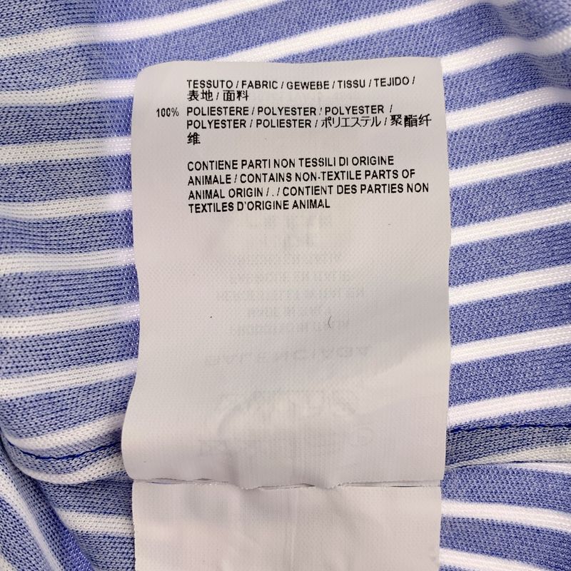 Balenciaga | Striped Tie Gathered Blouse Shirt | 34 | Blue White | Ladies