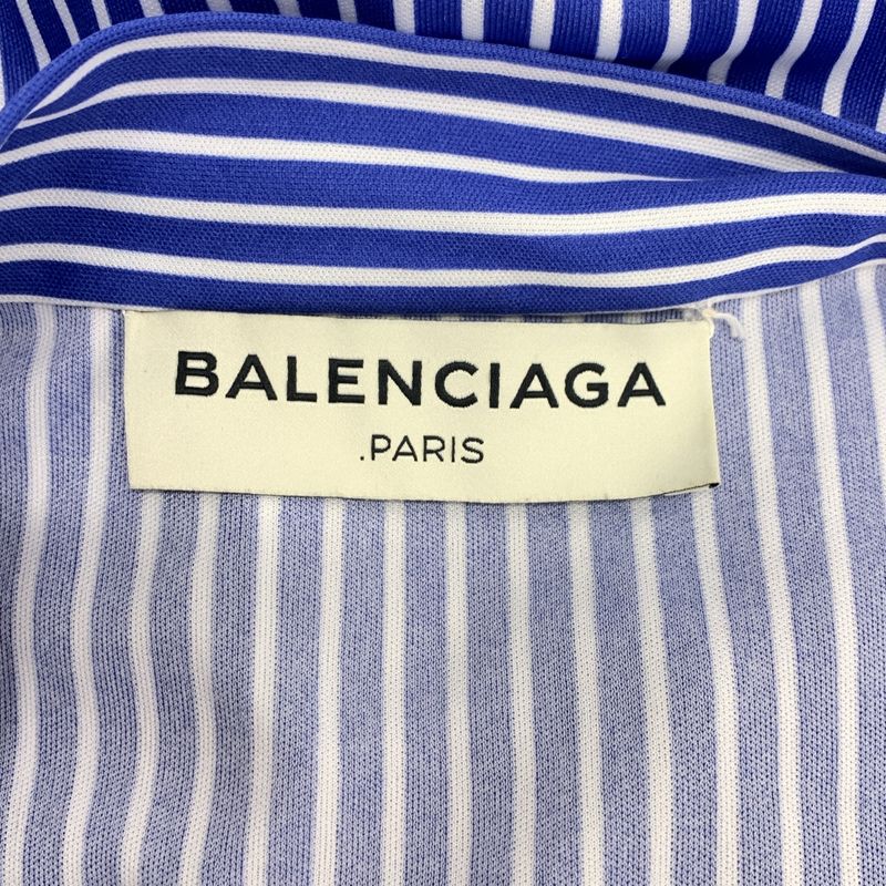 Balenciaga | Striped Tie Gathered Blouse Shirt | 34 | Blue White | Ladies