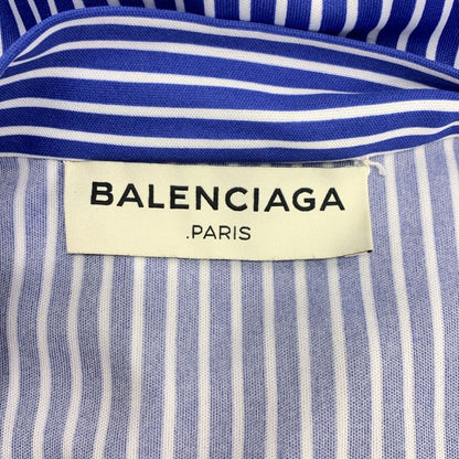 Balenciaga | Striped Tie Gathered Blouse Shirt | 34 | Blue White | Ladies