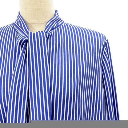 Balenciaga | Striped Tie Gathered Blouse Shirt | 34 | Blue White | Ladies