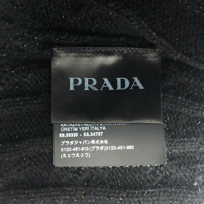 Prada 2022 AW Triangle Logo Wool Cable Lame Crew Neck Knit 48 Black