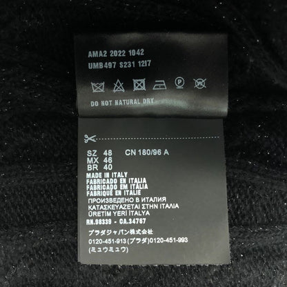 Prada 2022 AW Triangle Logo Wool Cable Lame Crew Neck Knit 48 Black