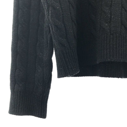 Prada 2022 AW Triangle Logo Wool Cable Lame Crew Neck Knit 48 Black