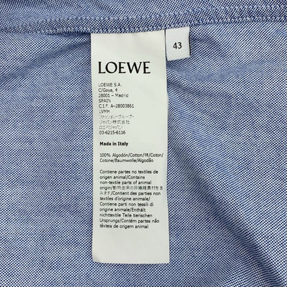 Loewe 2021 SS Embroidered Anagram Logo Oversilhouette Shirt 43 Blue