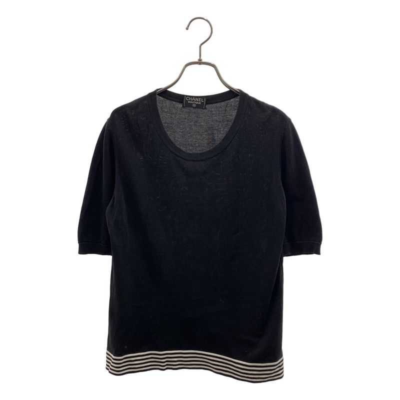 Chanel | Cotton Rib T-shirt Cut And Sew | 42 | Black | Ladies