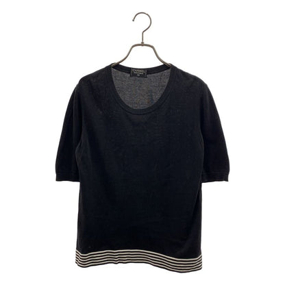 Chanel | Cotton Rib T-shirt Cut And Sew | 42 | Black | Ladies