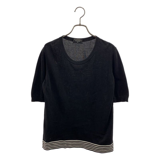 Chanel | Cotton Rib T-shirt Cut And Sew | 42 | Black | Ladies