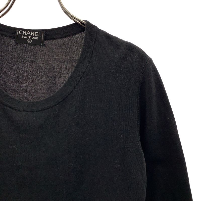 Chanel | Cotton Rib T-shirt Cut And Sew | 42 | Black | Ladies