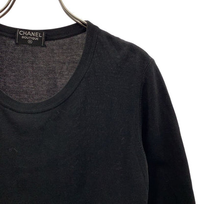 Chanel | Cotton Rib T-shirt Cut And Sew | 42 | Black | Ladies