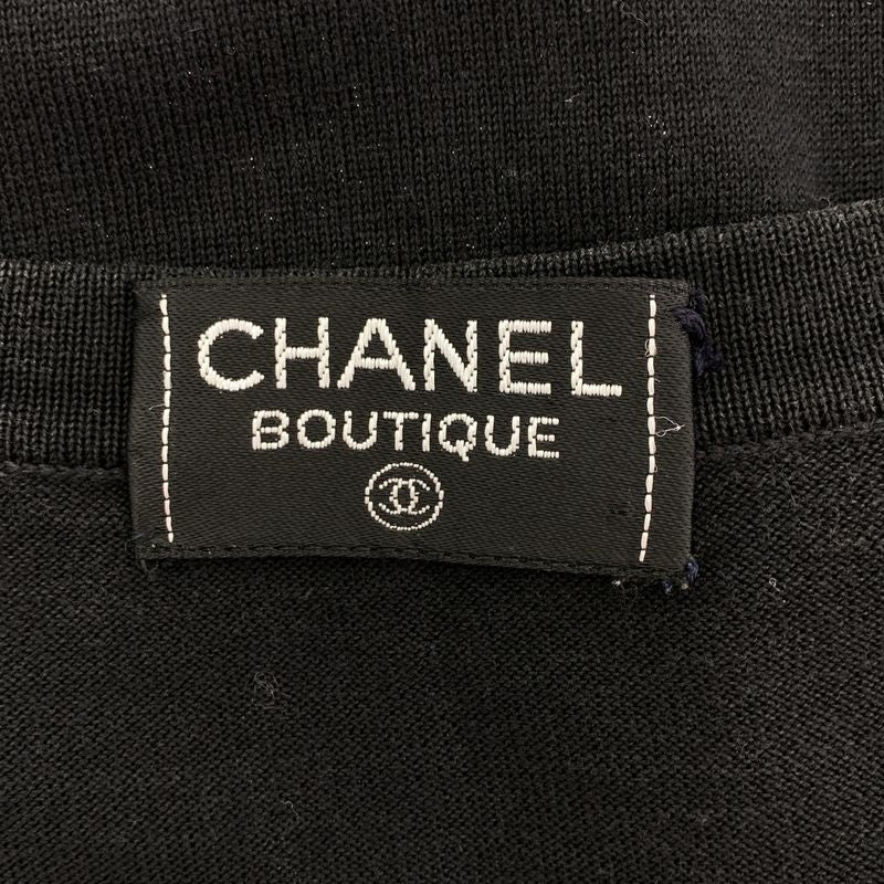 Chanel | Cotton Rib T-shirt Cut And Sew | 42 | Black | Ladies