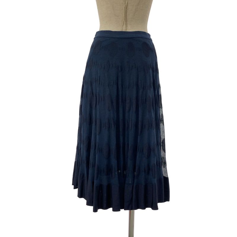 Chanel Polka Dot Sheer Long Skirt Navy Ladies