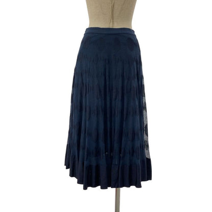 Chanel Polka Dot Sheer Long Skirt Navy Ladies