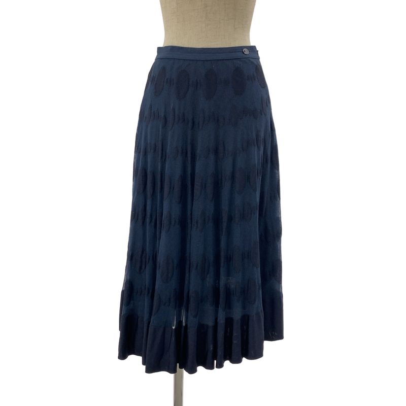 Chanel | Polka Dot Sheer Long Skirt | Navy | Ladies