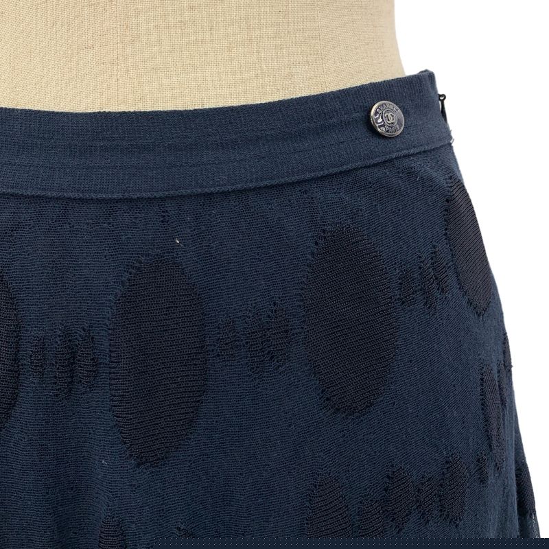 Chanel | Polka Dot Sheer Long Skirt | Navy | Ladies
