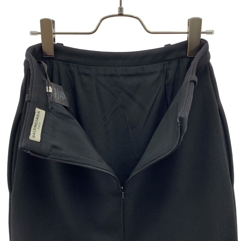 Balenciaga Back Zip Slit Skirt Fully Lined 34 Black Ladies