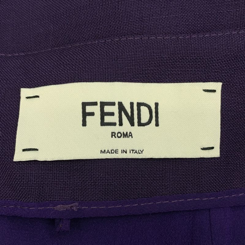Fendi Mohair Wool Side Pleats Long Skirt 40 Purple Ladies