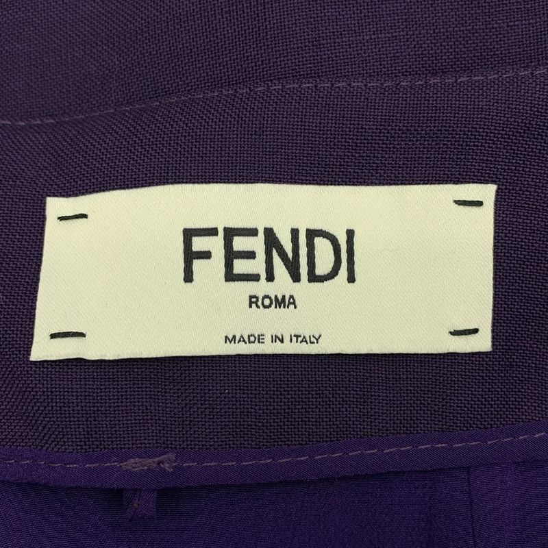 [] Fendi | Mohair Wool Side Pleats Long Skirt | 40 | Purple | Ladies