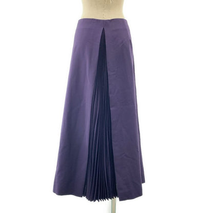 Fendi Mohair Wool Side Pleats Long Skirt 40 Purple Ladies