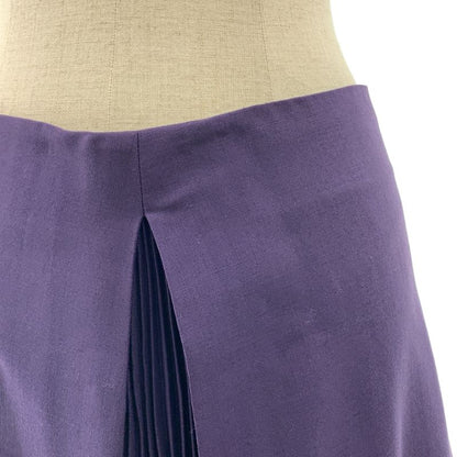 Fendi Mohair Wool Side Pleats Long Skirt 40 Purple Ladies