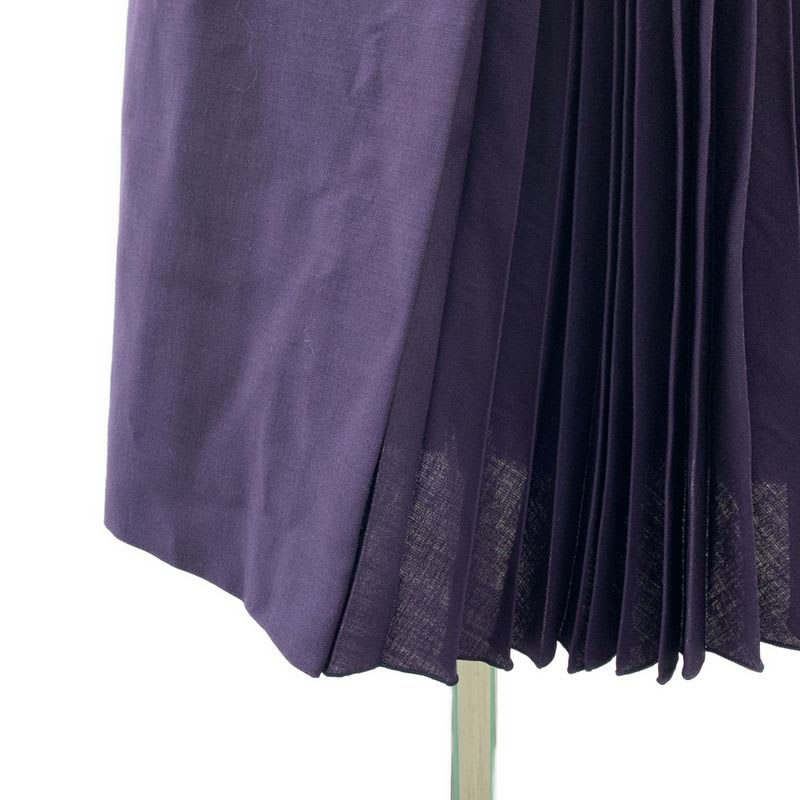 Fendi Mohair Wool Side Pleats Long Skirt 40 Purple Ladies