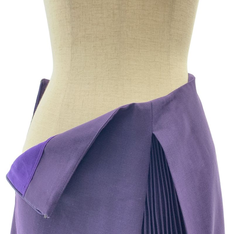 Fendi Mohair Wool Side Pleats Long Skirt 40 Purple Ladies
