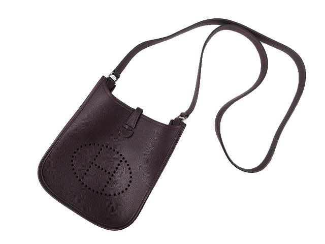 Hermes Evelyn TPM Leather Dark Purple Shoulder Bag Mini Leather Genuine Leather