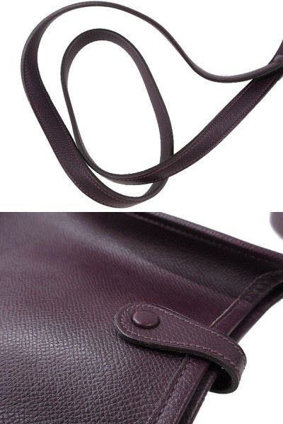 Hermes Evelyn TPM Leather Dark Purple Shoulder Bag Mini Leather Genuine Leather