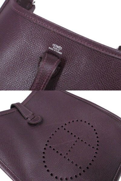 Hermes Evelyn TPM Leather Dark Purple Shoulder Bag Mini Leather Genuine Leather