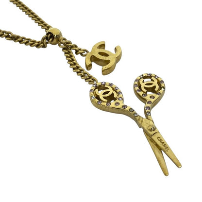 Chanel Scissor Necklace Pendant Accessories Coco Mark Scissors Rhinestone GP
