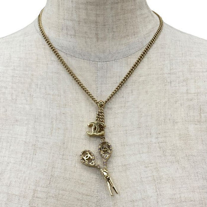 Chanel Scissor Necklace Pendant Accessories Coco Mark Scissors Rhinestone GP