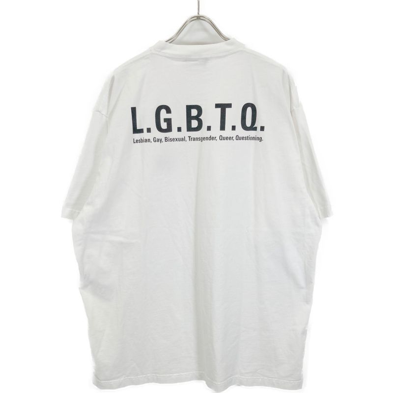 Balenciaga 21 Years 651795 White Logo Short Sleeve Back Silhouette T-shirt S