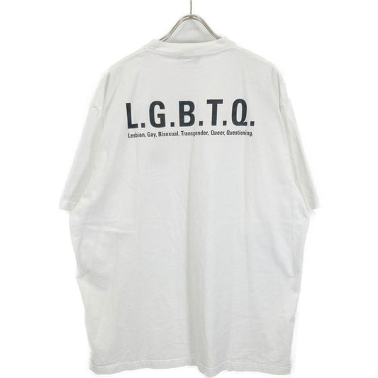 Balenciaga 21 Years 651795 White Logo Short Sleeve Back Silhouette T-shirt S