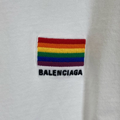 Balenciaga 21 Years 651795 White Logo Short Sleeve Back Silhouette T-shirt S