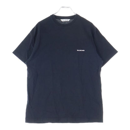 Balenciaga Front Logo Print Crew Neck Short Sleeve T-shirt Cut And Sew Black