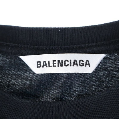 Balenciaga Front Logo Print Crew Neck Short Sleeve T-shirt Cut And Sew Black