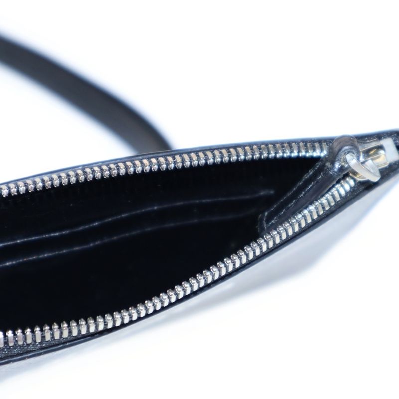 Balenciaga Logo Fragment Case Bag Charm Pouch Accessory Black Leather 616015