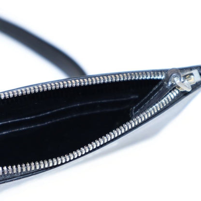 Balenciaga Logo Fragment Case Bag Charm Pouch Accessory Black Leather 616015