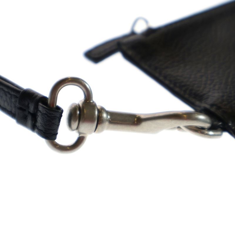 Balenciaga Logo Fragment Case Bag Charm Pouch Accessory Black Leather 616015