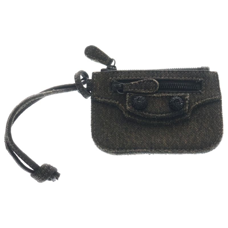 Balenciaga LE Cagole Coin Case Black Denim Pouch 776769