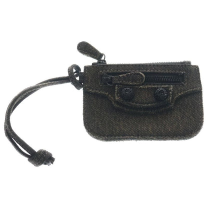 Balenciaga LE Cagole Coin Case Black Denim Pouch 776769