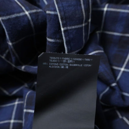 Balenciaga Back Logo Print Plaid Bowtie New Swing Long Sleeve Shirt Blue 520497