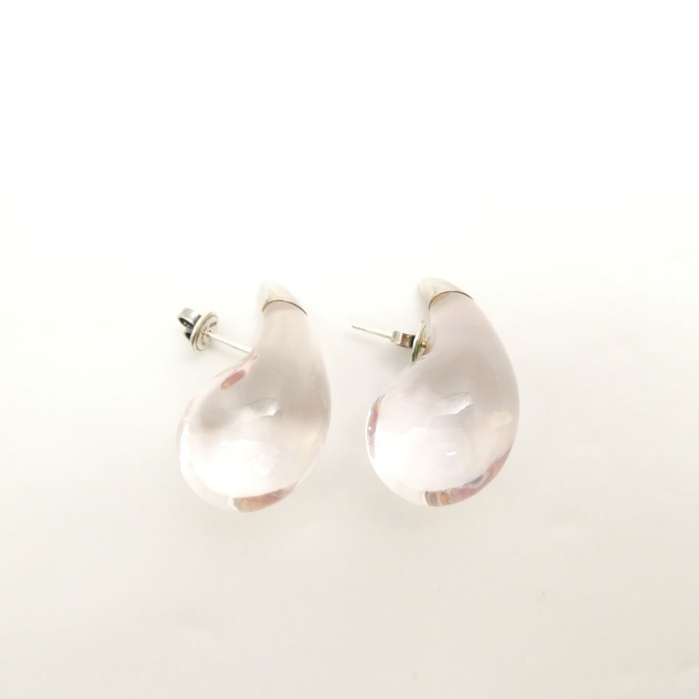 Bottega Veneta Color: Transparent Drop Earrings Resin Ring Silver