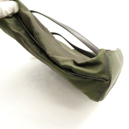 Prada Tessuto Tote Nylon Leather Shoulder Handbag Khaki Green