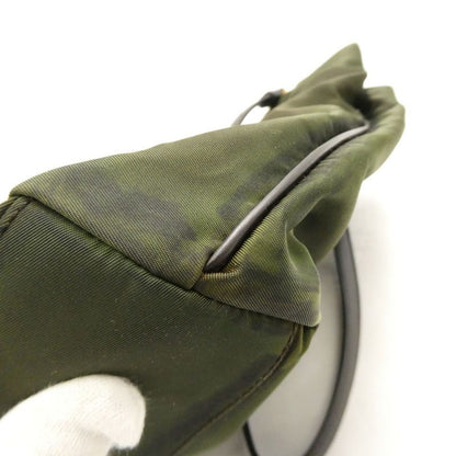 Prada Tessuto Tote Nylon Leather Shoulder Handbag Khaki Green